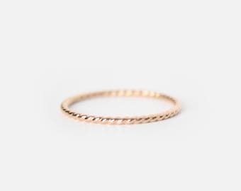 Gold Filled Twist Ring - Thin Band Ring