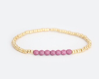 Lavender and Gold Beaded Bracelet - Navi