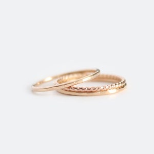 Gold Filled Stacking Rings Twist Ring and Thin Band Rings Set of 3 image 2