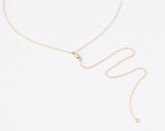 Long Layering Necklace - Lariat Necklace - 14k Gold Filled or Sterling Silver - Oona