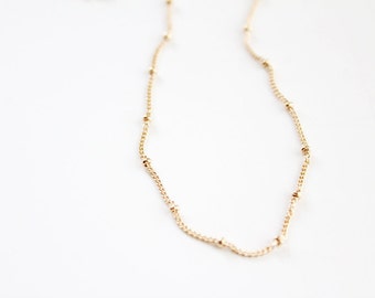 14k Gold Filled Beaded Satellite Necklace - Mini Babys Breath