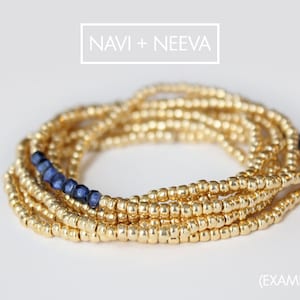 Lapis Blue and Gold Beaded Bracelet Navi image 3
