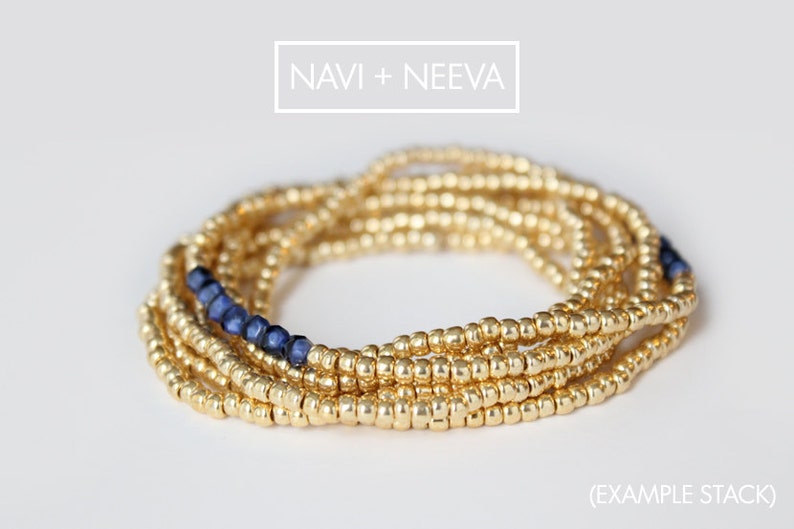 Lapis Blue and Gold Beaded Bracelet Navi image 3