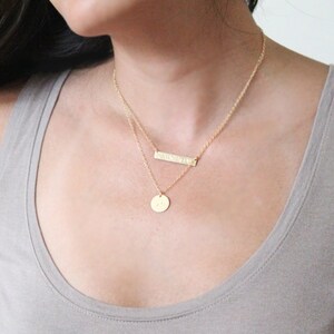 Hand Stamped Necklace XO Disc 14k GOLD Filled image 3