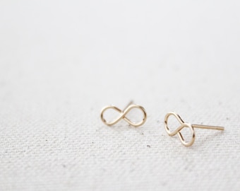 Tiny Infinity Earring Studs - Hand Formed - Figure Eights