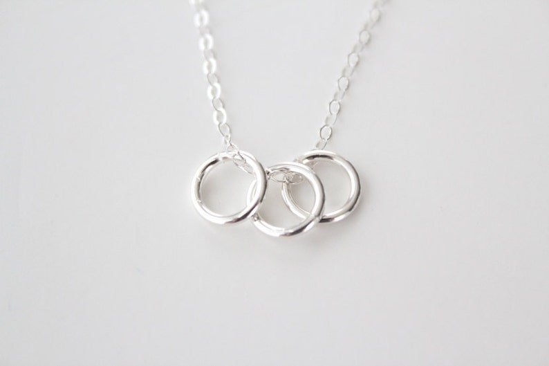 Triple Ring Necklace Sterling Silver Rings Sisters image 2