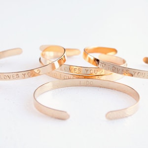 Cuff Bracelet Custom Hand Stamped Cuff 14k GOLD FILLED Bridal Party Gift Set image 5