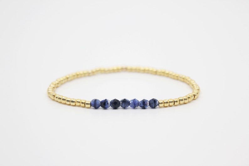 Lapis Blue and Gold Beaded Bracelet Navi image 2