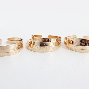 Cuff Bracelet Custom Hand Stamped Cuff 14k GOLD FILLED Bridal Party Gift Set image 2