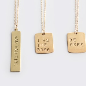 Hand Stamped Necklace I Am The Boss 14k GOLD FILLED or Brass or Sterling As Seen In LuckyMag image 7