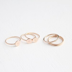 Gold Filled Stacking Rings Twist Ring and Thin Band Rings Set of 3 image 4