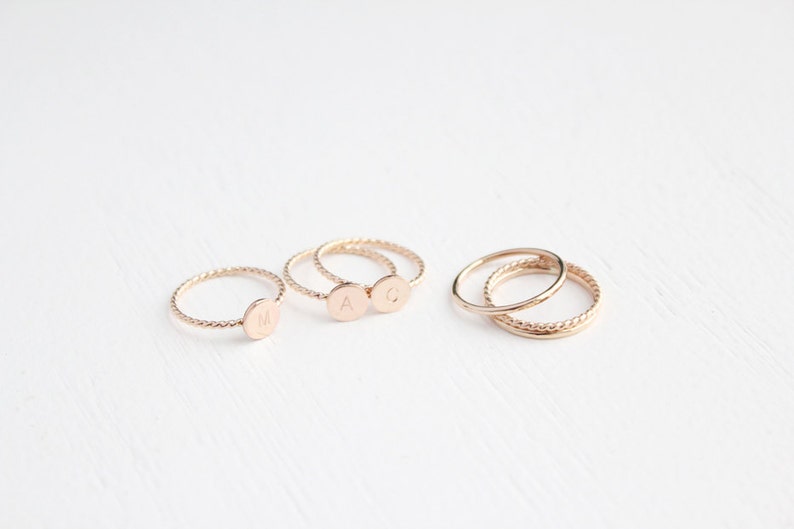 Gold Filled Stacking Rings Twist Ring and Thin Band Rings Set of 3 image 4