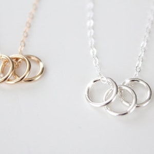 Triple Ring Necklace Sterling Silver Rings Sisters image 3