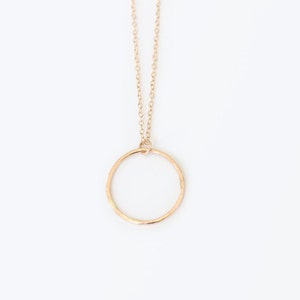 Large Hammered Ring Pendant Necklace Long Layering Necklace 14k Gold Filled StellaB image 2