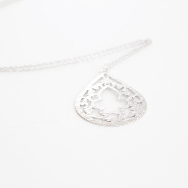 Long Lace Teardrop Necklace - Burst - 30 inches - SALE