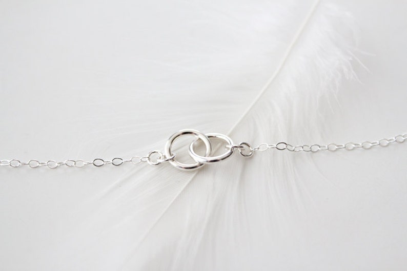 Sterling Silver Double Ring Necklace Eternal Silver image 1