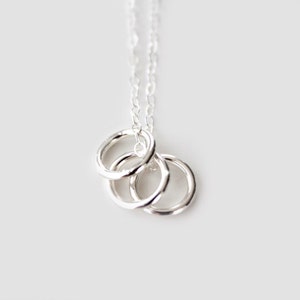 Triple Ring Necklace Sterling Silver Rings Sisters image 1