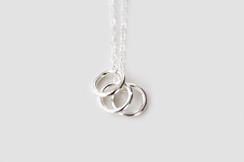 Triple Ring Necklace Sterling Silver Rings Sisters image 1