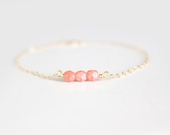 Beaded Bracelet - Sweet Pea - Coral Pink