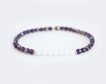 Tanzanite and White Beaded Bracelet - Gold Filled or Sterling Silver - Naeva