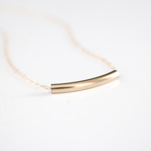 Curved Bar Necklace 14k Gold Filled or Sterling Silver Bar Estelle image 2