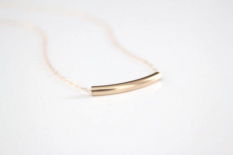 Curved Bar Necklace 14k Gold Filled or Sterling Silver Bar Estelle image 2