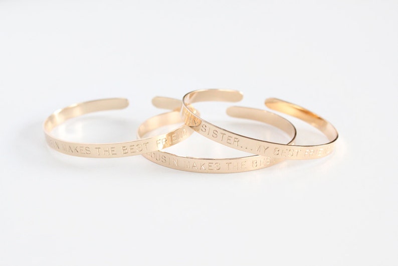 Cuff Bracelet Custom Hand Stamped Cuff 14k GOLD FILLED Bridal Party Gift Set image 3