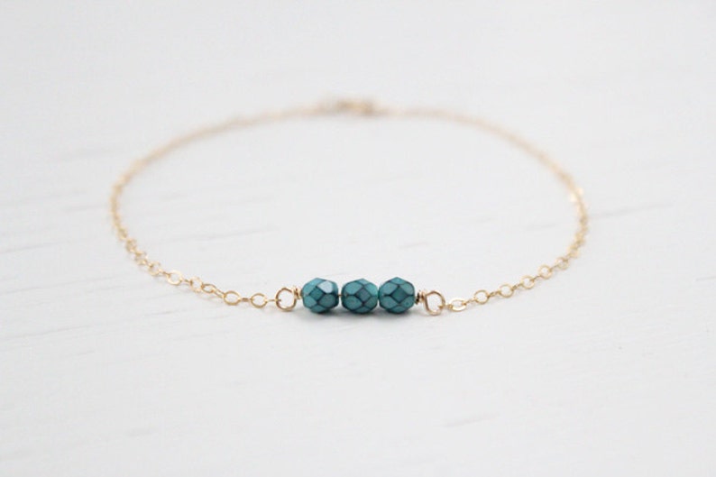 Beaded Bracelet Sweet Pea Turquoise Howlite image 3
