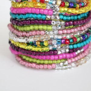 Beaded Bracelets - Candy Colored Stacking Bracelets - Festival Bracelets