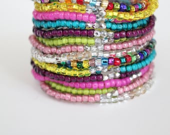 Beaded Bracelets - Candy Colored Stacking Bracelets - Festival Bracelets