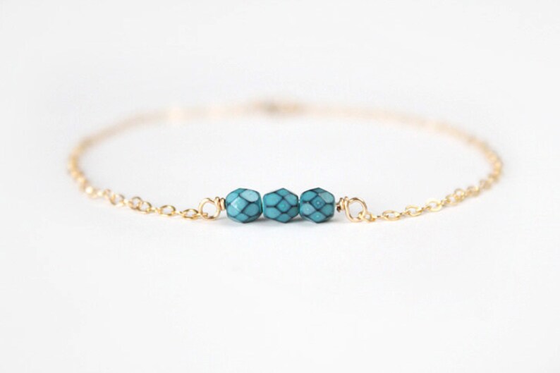 Beaded Bracelet Sweet Pea Turquoise Howlite image 1