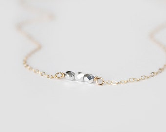 Beaded Necklace - Sweet Pea - Metallic Silver