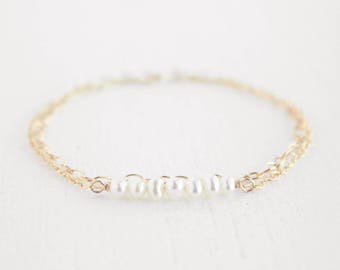 Multi Chain Pearl Bracelet - 14k Gold Filled or Sterling Silver - Wyatt Bracelet