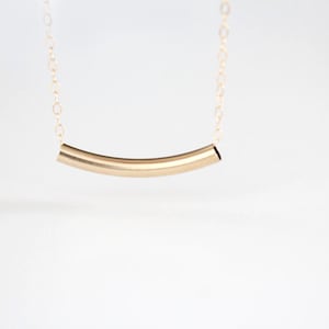 Curved Bar Necklace 14k Gold Filled or Sterling Silver Bar Estelle image 1