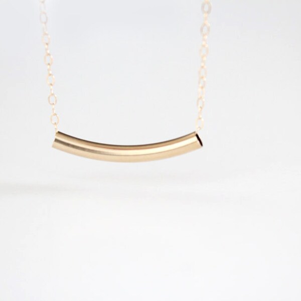Curved Bar Necklace - 14k Gold Filled or Sterling Silver Bar - Estelle