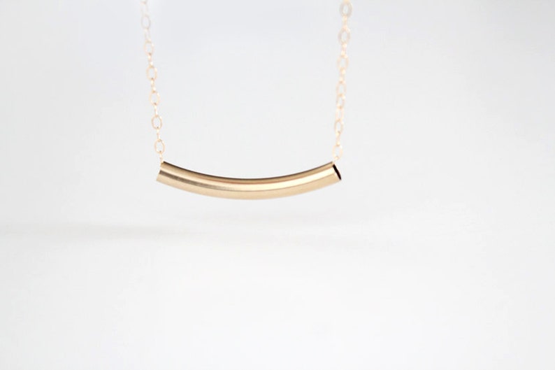 Curved Bar Necklace 14k Gold Filled or Sterling Silver Bar Estelle image 1