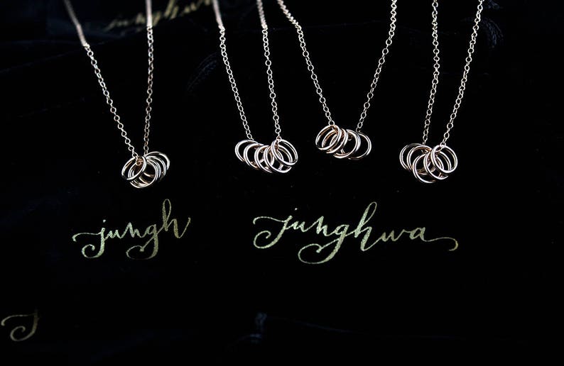 Triple Rings Necklace 14k Gold Filled Rings Sisters image 3