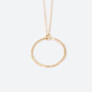 Large Hammered Ring Pendant Necklace Long Layering Necklace 14k Gold Filled StellaB image 3