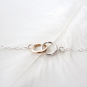 Mixed Double Ring Necklace - Eternal - Silver and Gold