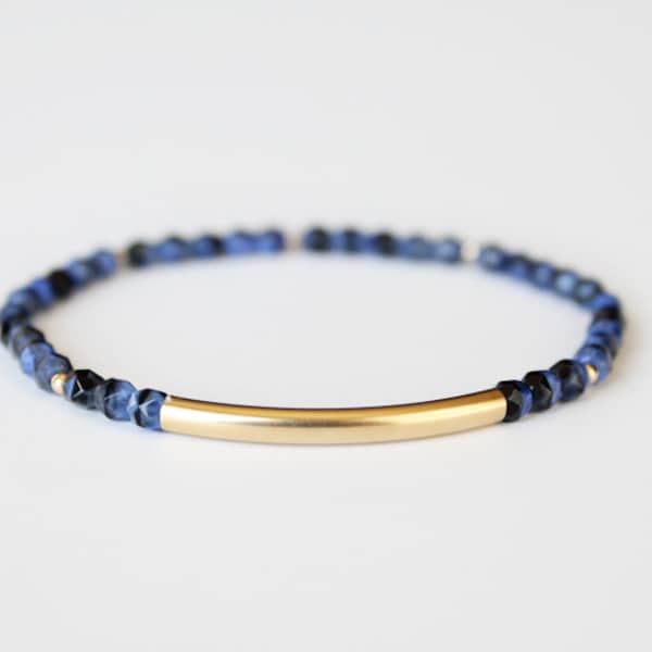 Blue Gold Bracelet Etsy