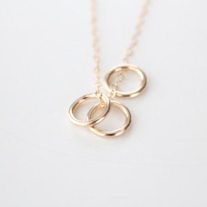 Triple Rings Necklace 14k Gold Filled Rings Sisters image 2