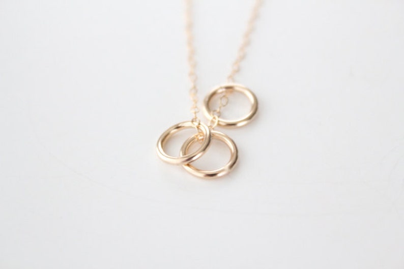 Triple Rings Necklace 14k Gold Filled Rings Sisters image 2