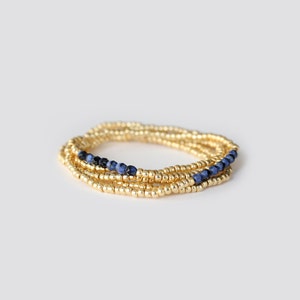 Lapis Blue and Gold Beaded Bracelet Navi image 4