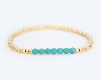 Turquoise and Gold Beaded Bracelet - Navi