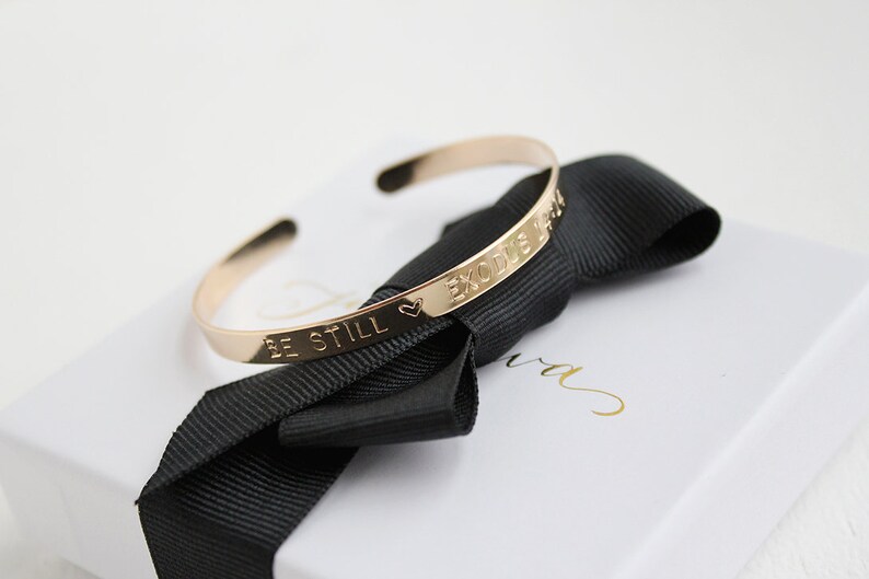 Cuff Bracelet Custom Hand Stamped Cuff 14k GOLD FILLED Bridal Party Gift Set image 7