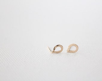 Tiny Teardrop Stud Earrings - Hand Forged - Honey Drops