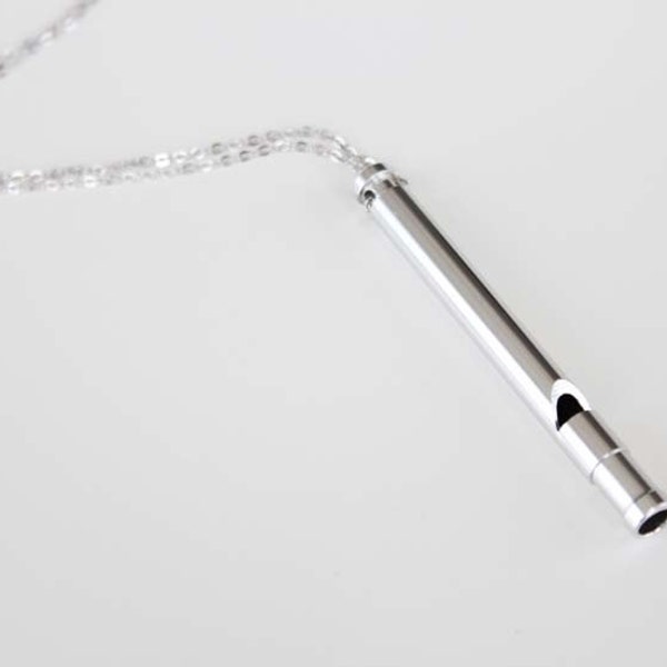 Silver Whistle Necklace - Whistle At Me - 32 inch