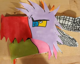 Multicolored Paper Dragon Puppet