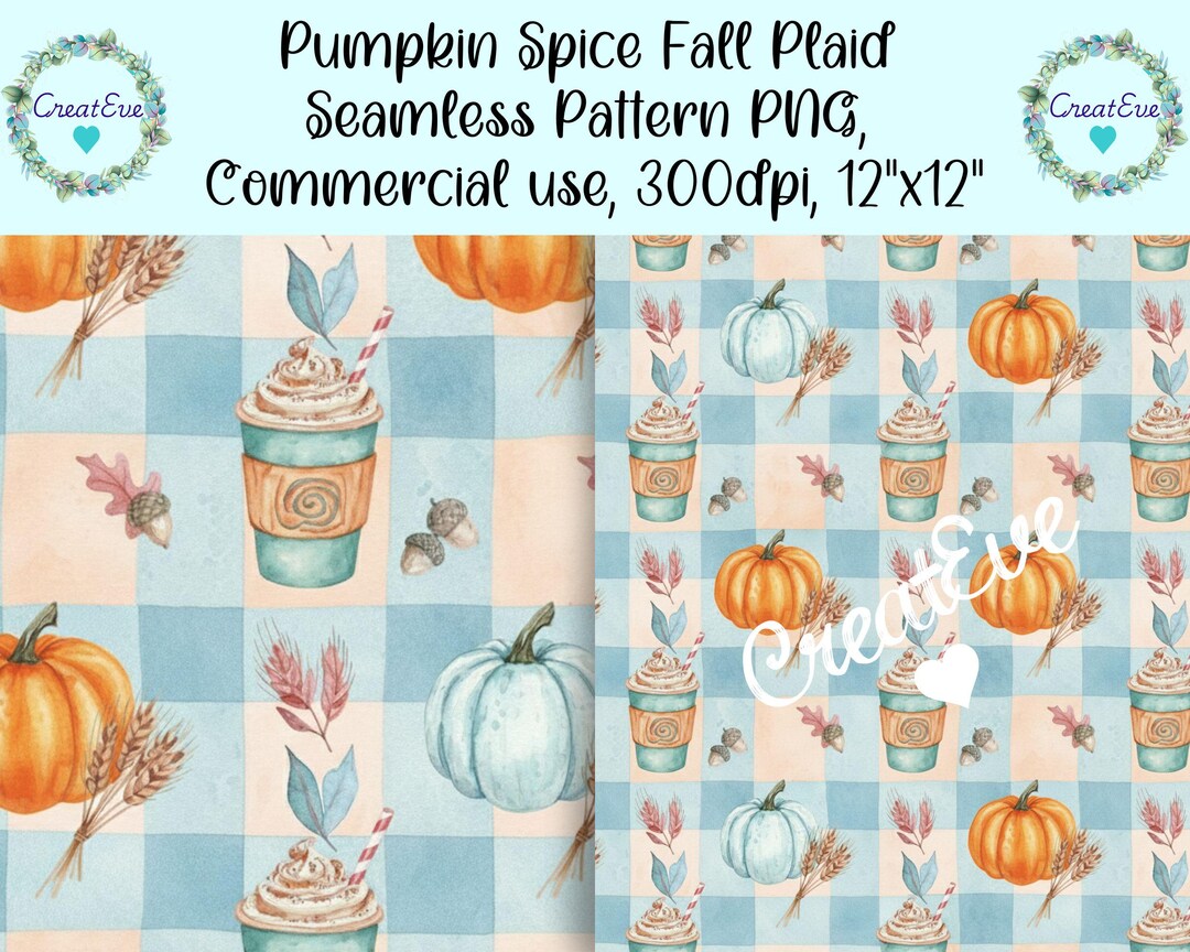 Fall Pumpkin Seamless Patternpng: Commercial Use Digital Paper Download ...