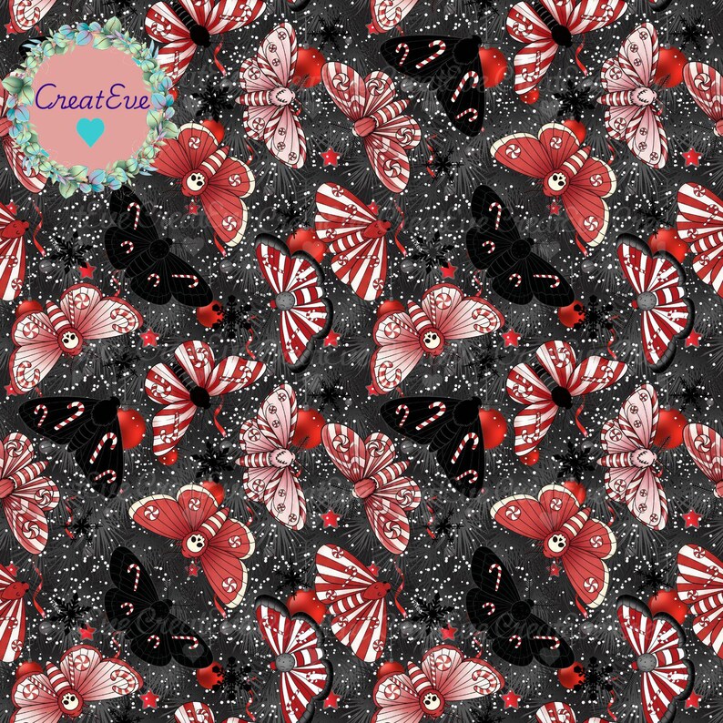 Moth Pattern Pfp Goth Moth Seamless Pattern PNG Bundle | Dark Aesthetic | Witchcore Moth ...